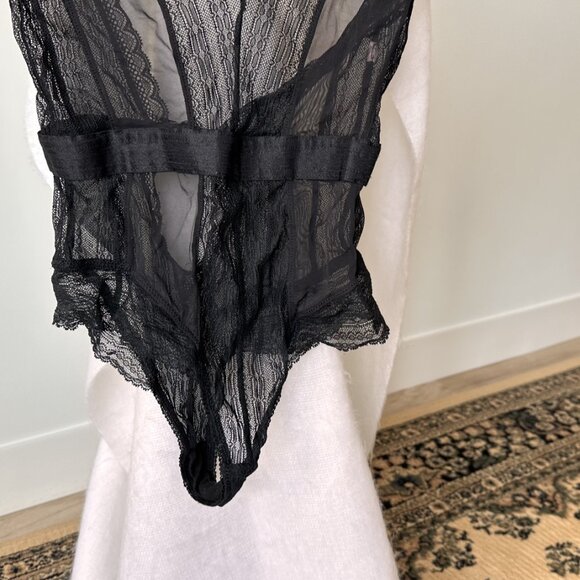 Black Lace Bodysuit - Elegant Lingerie, Size Small, Gently Used - Picture 3 of 6